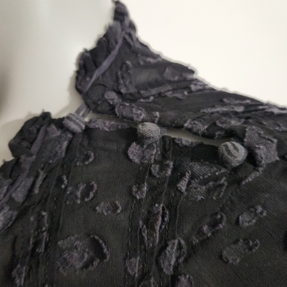 Aritzia Wilfred Black Lourdes Collared Long Sleeve Sheered Blouse Size S - Picture 11 of 13
